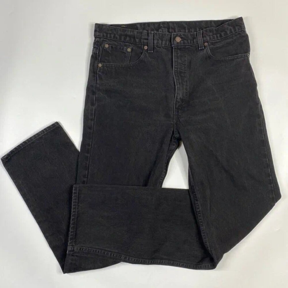 Vintage Levi's 505 Black Straight Leg Regular Fit Jeans Size 38x36 - 90s Iconic